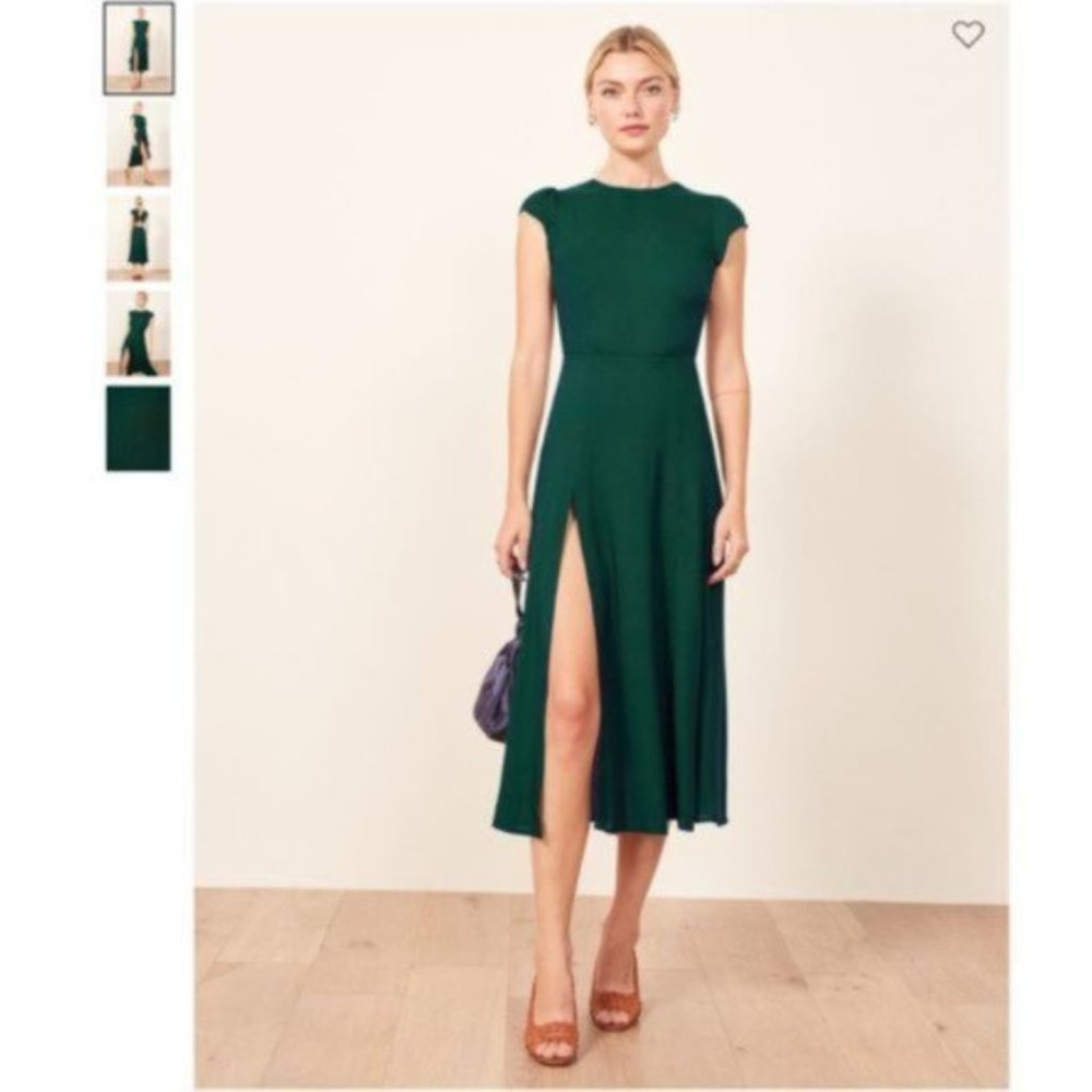 🌈Petites Reformation Gavin Midi Dress - Emerald